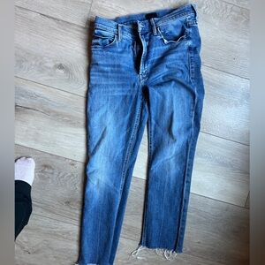 MOTHER Mid rise dazzler ankle fray